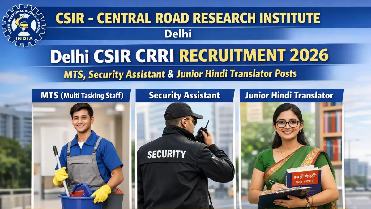 Delhi CSIR CRRI Recruitment 2026: Apply for MTS, SA, JHT Posts