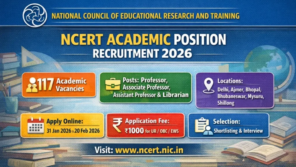 NCERT Academic Position Recruitment 2026: Apply Online for Teaching and Librarian Posts