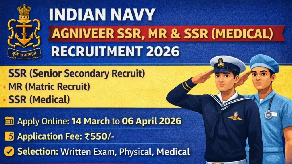 Indian Navy Agniveer SSR, MR & SSR (Medical) Recruitment 2026: Apply Online