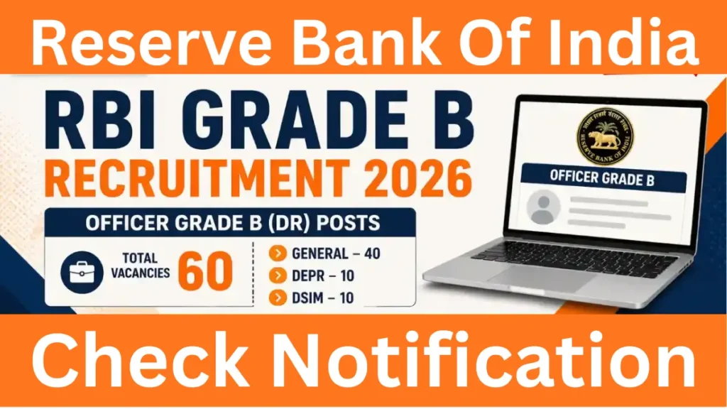 RBI Grade B Recruitment 2026: Notification Out for 60 Posts, Apply Online