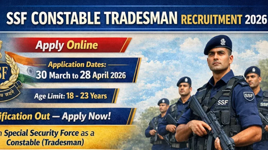 SSF Constable Tradesman Recruitment 2026: Apply Online for Barber and Washerman Posts