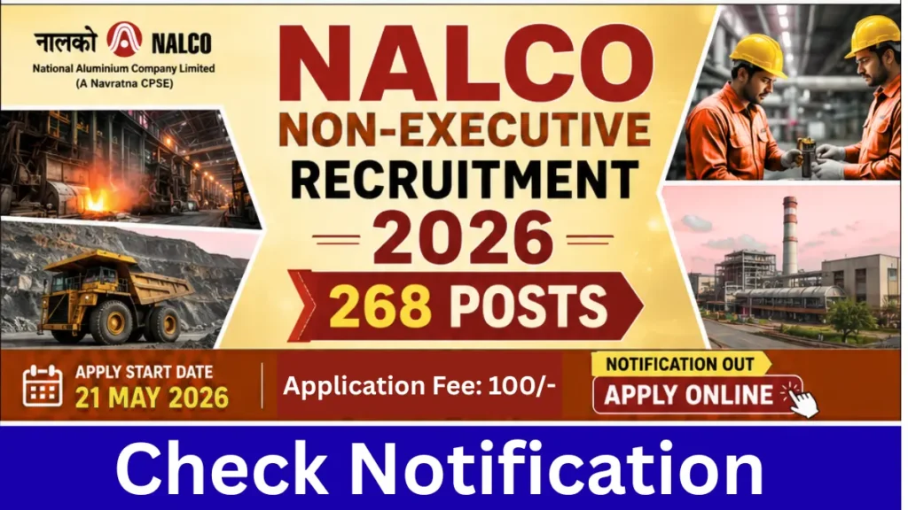 NALCO Non-Executive Recruitment 2026: Notification Out for 268 Posts, Apply Online