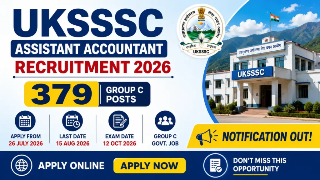 UKSSSC Assistant Accountant Recruitment 2026 Notification Out for 379 Group C Posts, Apply Online