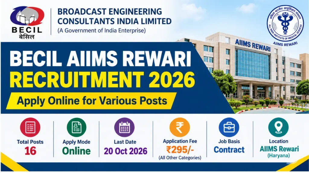 BECIL AIIMS Rewari Recruitment 2026: Apply for Various Posts