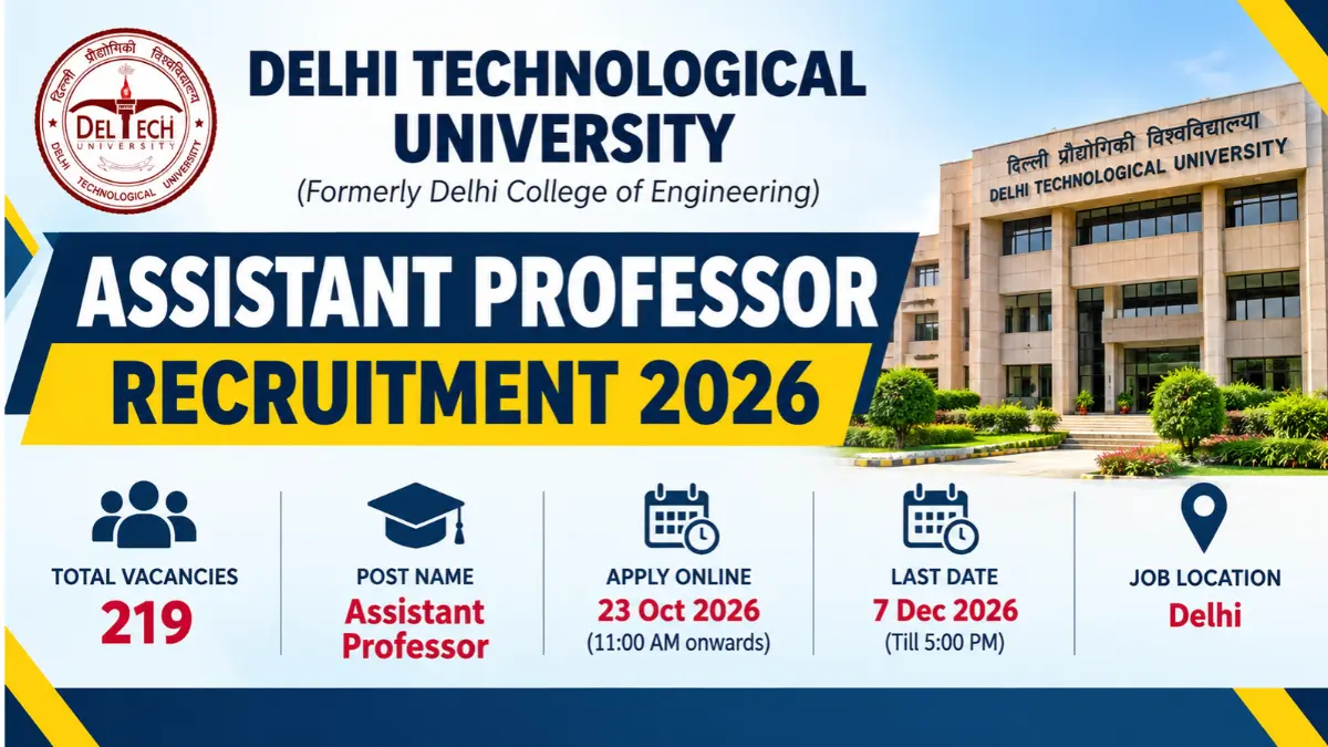 DTU Assistant Professor Recruitment 2026: Apply Online for 219 Posts