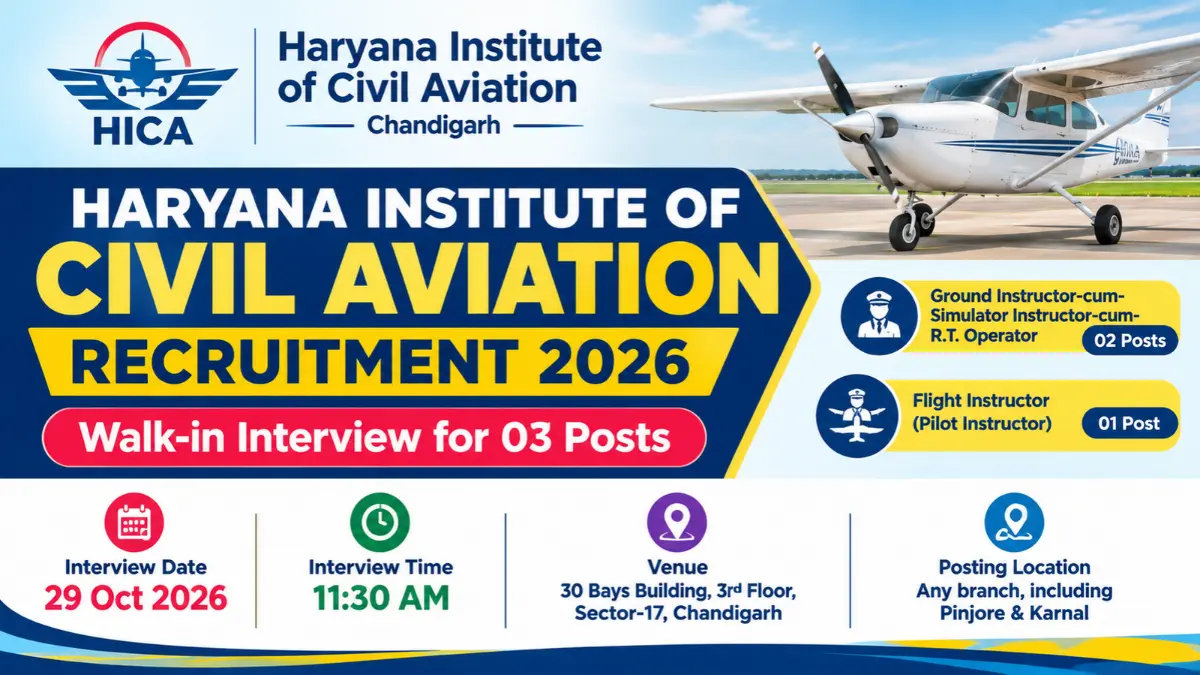 Haryana Institute of Civil Aviation Recruitment 2026 – Walk-in Interview for Various Posts