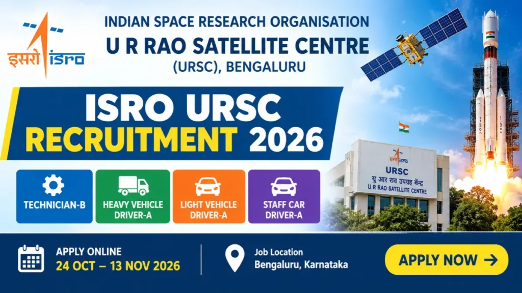 ISRO URSC Recruitment 2026 – Apply Online for Technician-B and Driver Posts