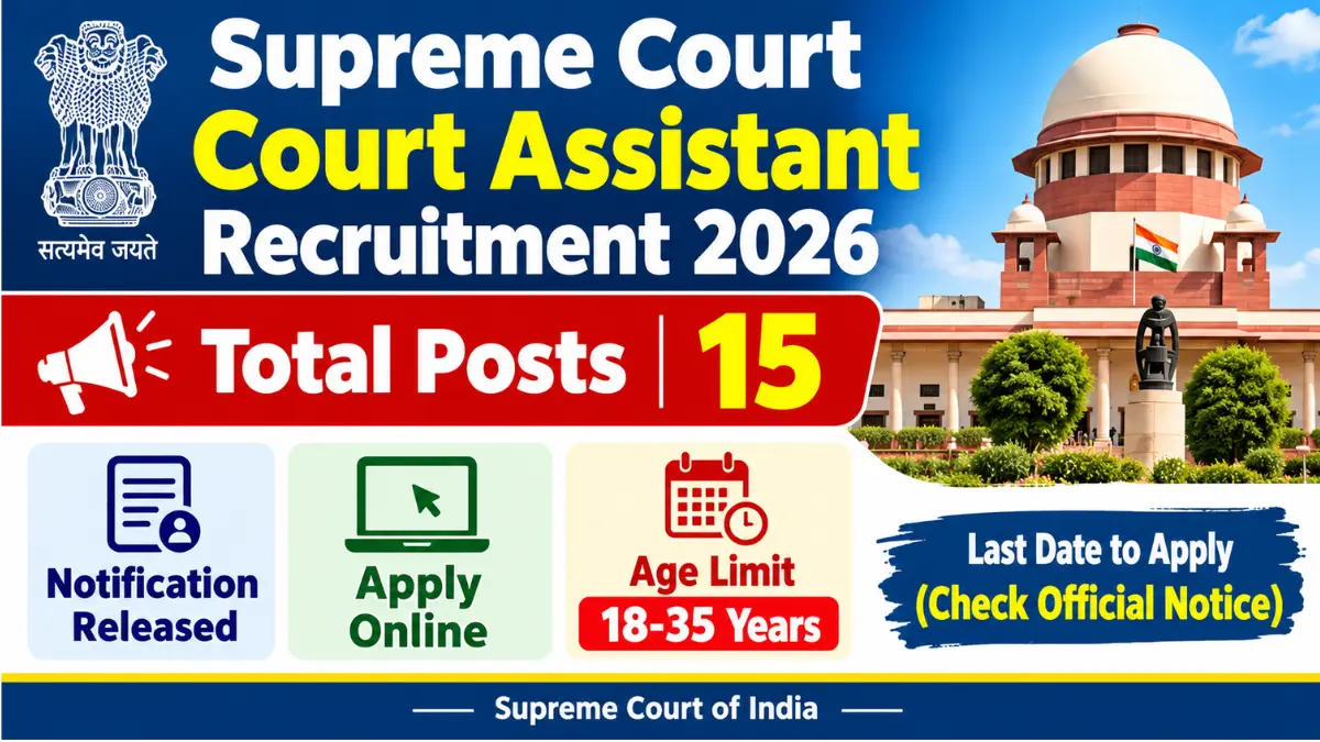 Supreme Court Court Assistant Recruitment 2026 – Apply Online for 15 Posts