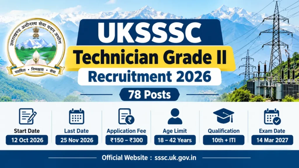UKSSSC Technician Grade II Recruitment 2026 – Apply Online for 78 Posts